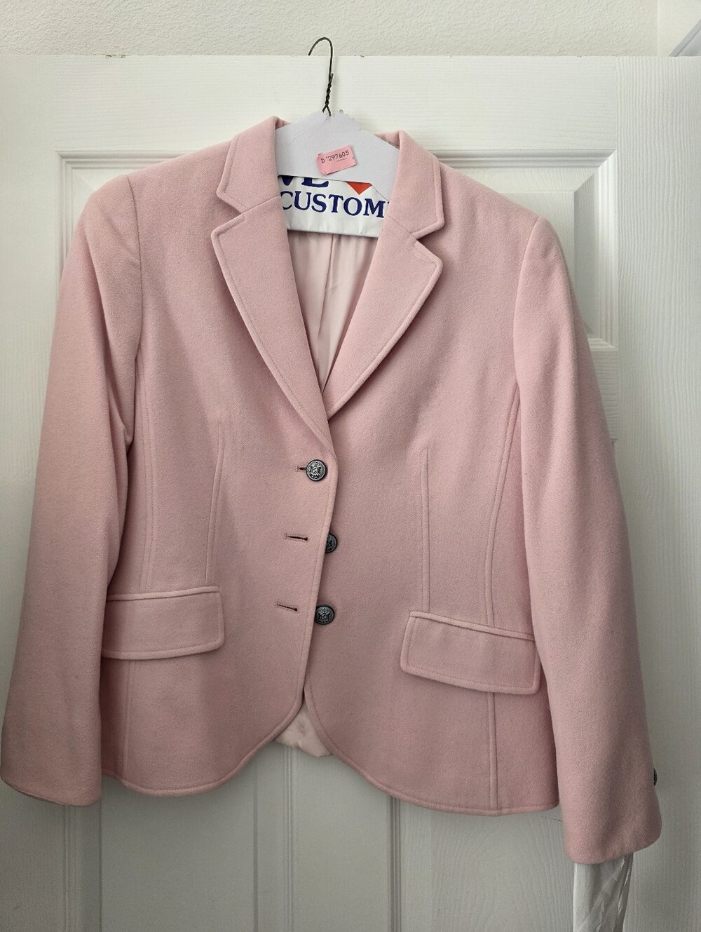Eugen Klein Pink Wool Blend Notch Collar Blazer Jacket